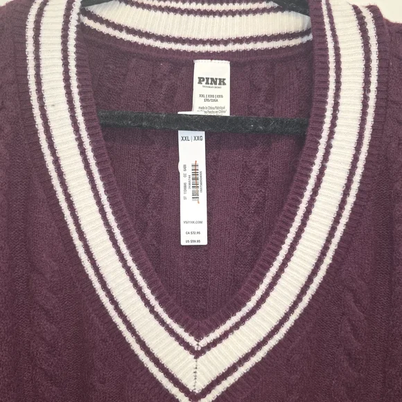 Victoria Secret Pink Purple V-Neck Sweater Size Xxl Nwt - Picture 4 of 8
